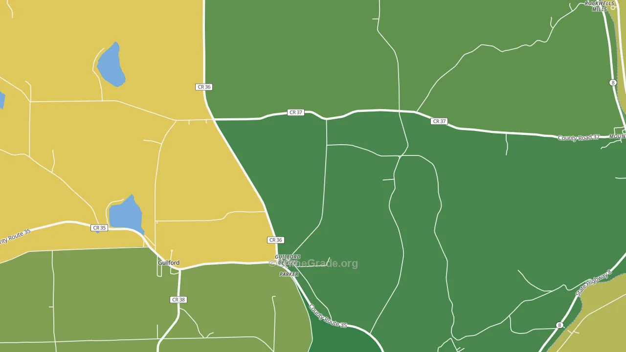 Guilford Center, NY Map of Robbery Rates
