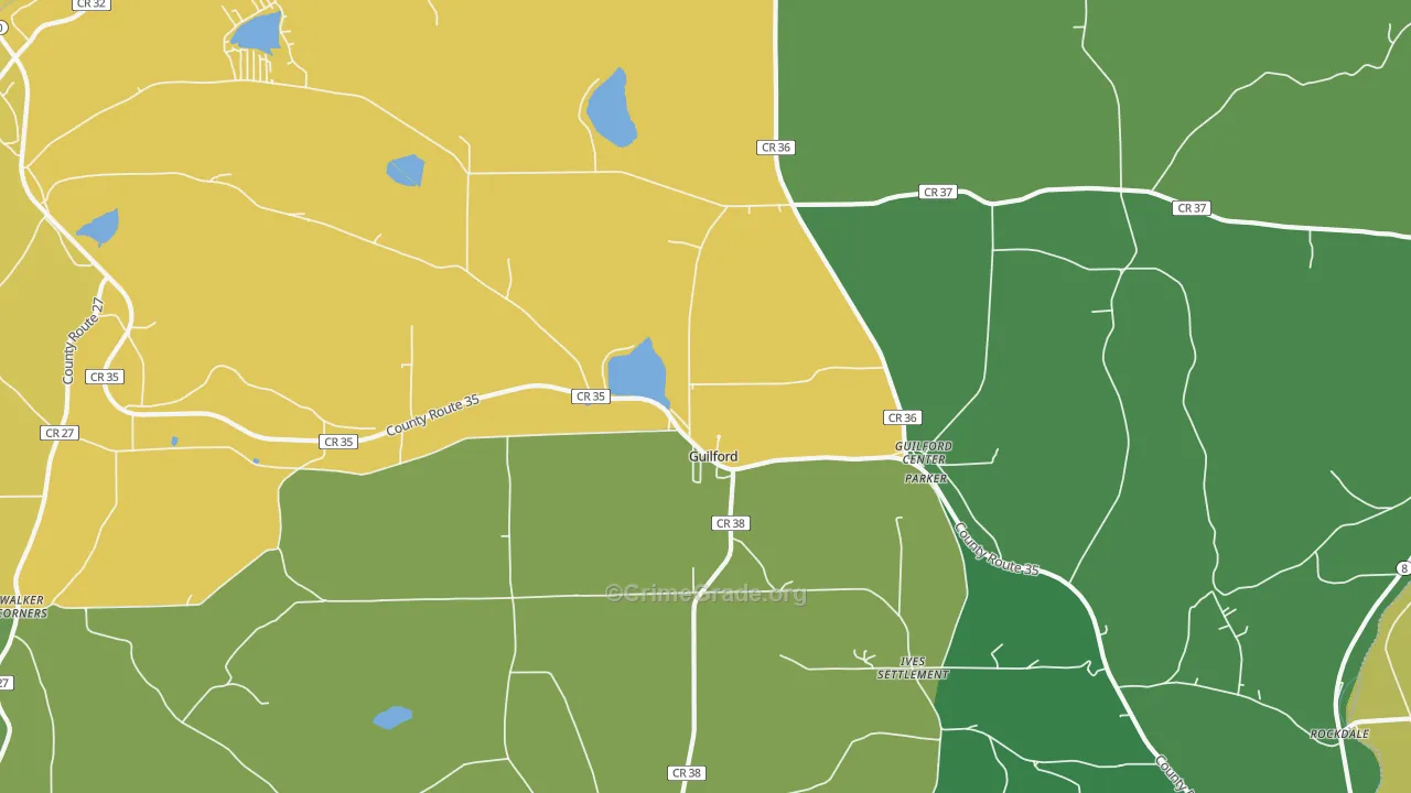 Guilford, NY Map of Robbery Rates