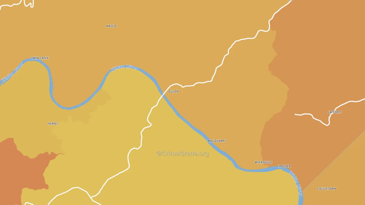 Guion, AR Map of Robbery Rates