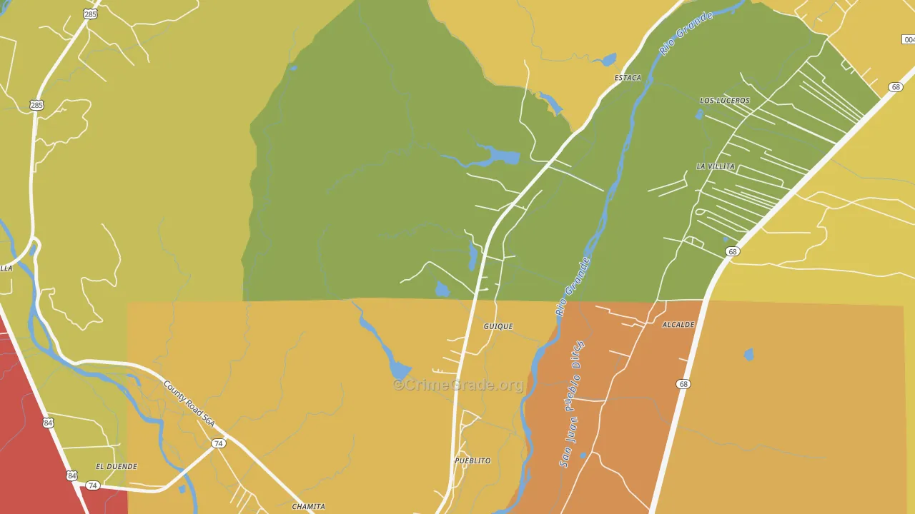 Guique, NM Map of Robbery Rates