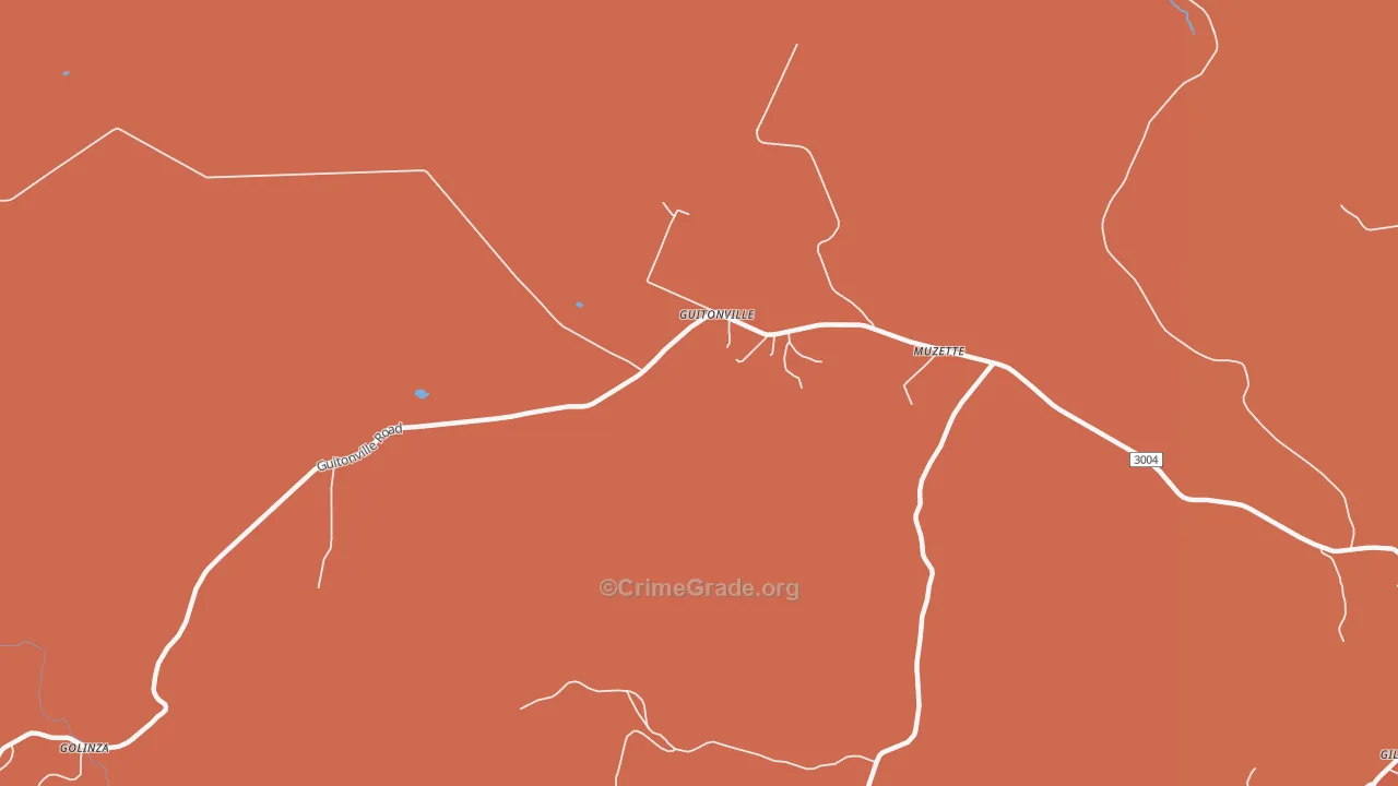 Guitonville, PA Map of Robbery Rates