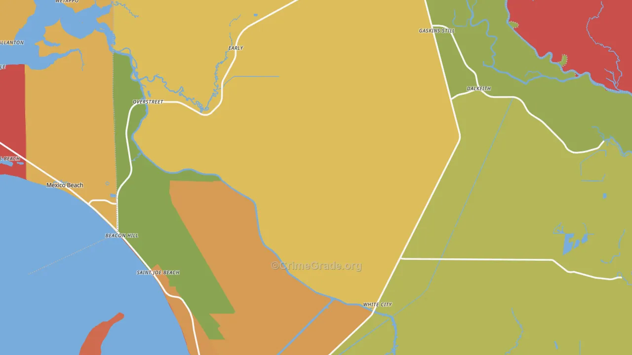 Gulf County, FL Map of Robbery Rates
