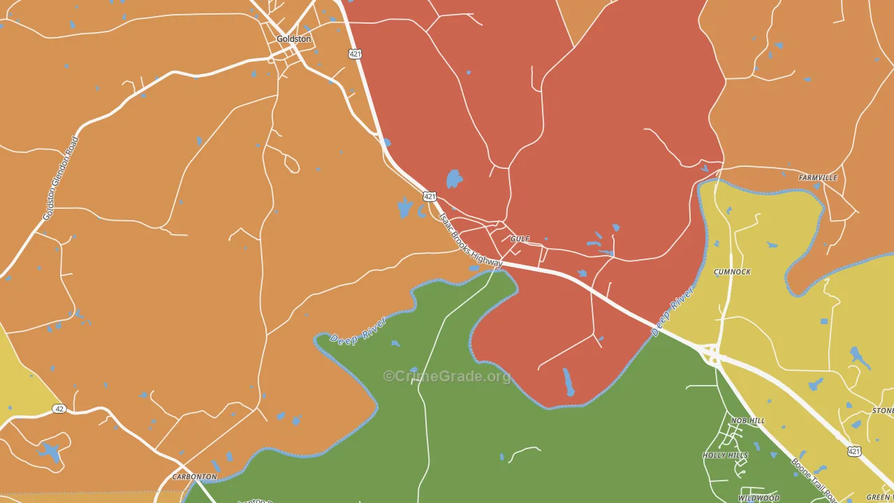Gulf, NC Map of Robbery Rates