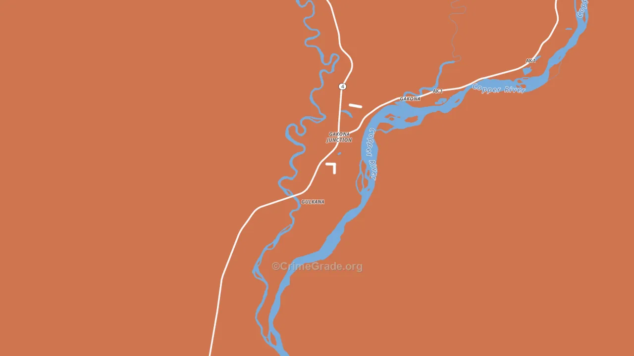Gulkana, AK Map of Robbery Rates