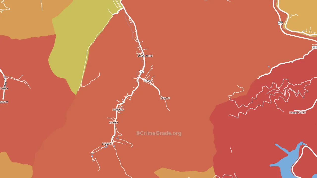 Gulston, KY Map of Robbery Rates