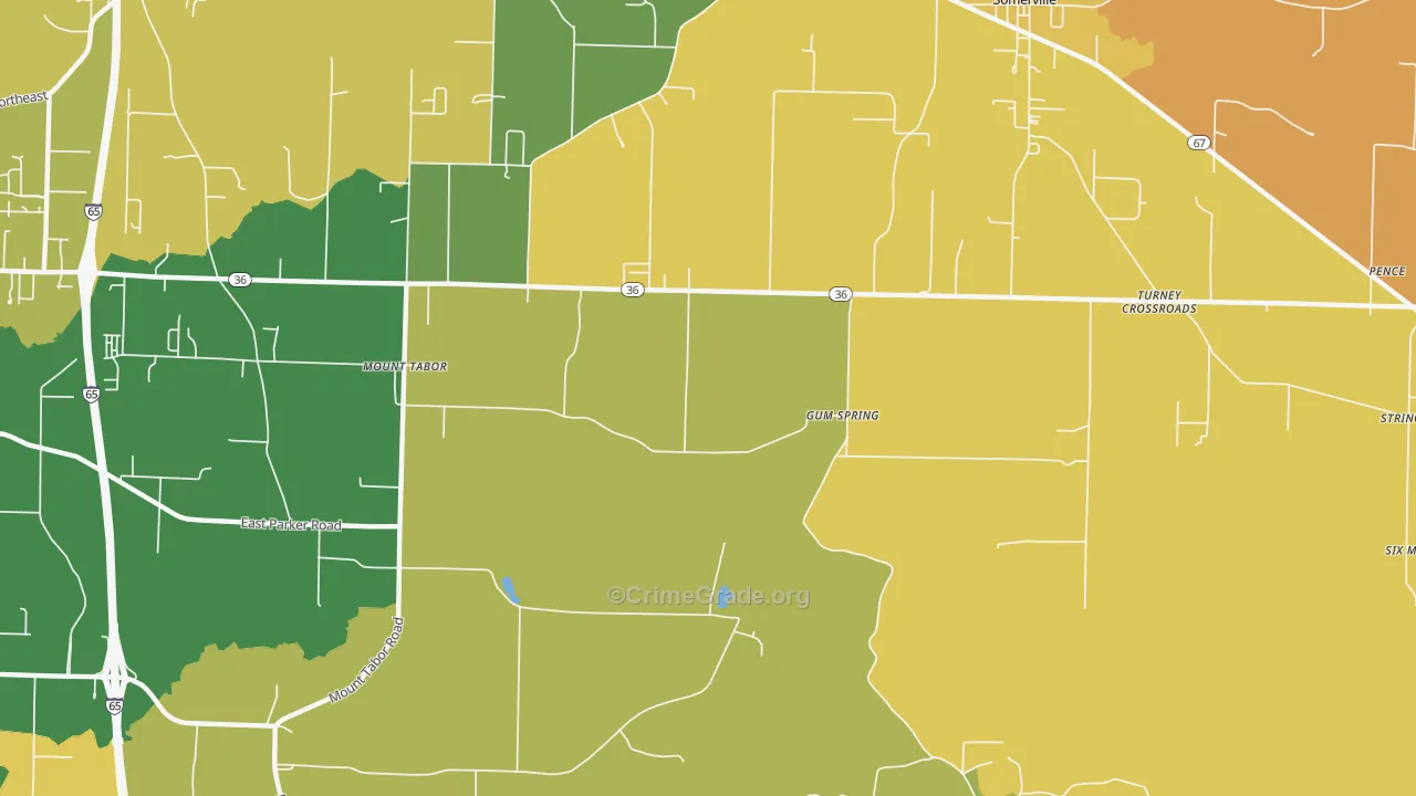 Gum Spring, AL Map of Robbery Rates