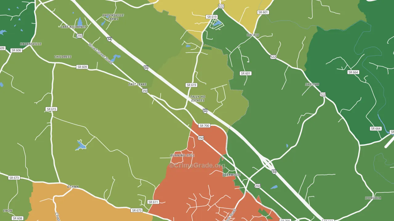 Gum Spring, VA Map of Robbery Rates