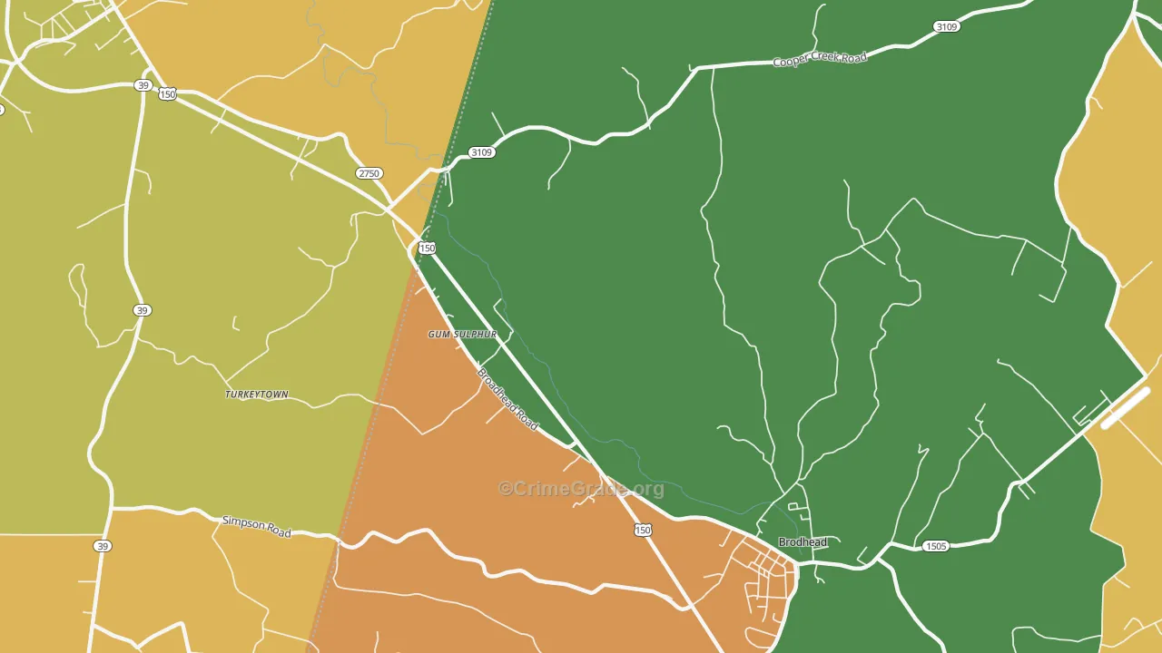 Gum Sulphur, KY Map of Robbery Rates