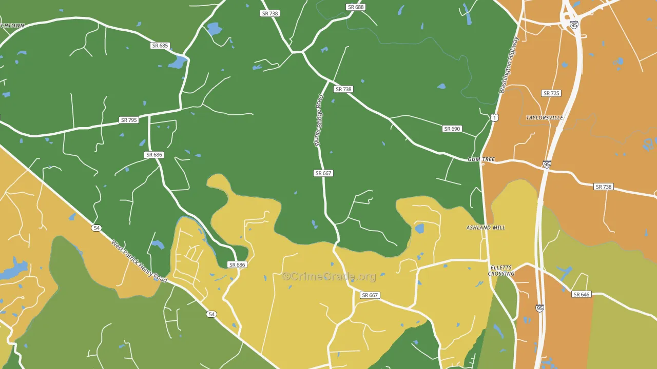 Gum Tree, VA Map of Robbery Rates