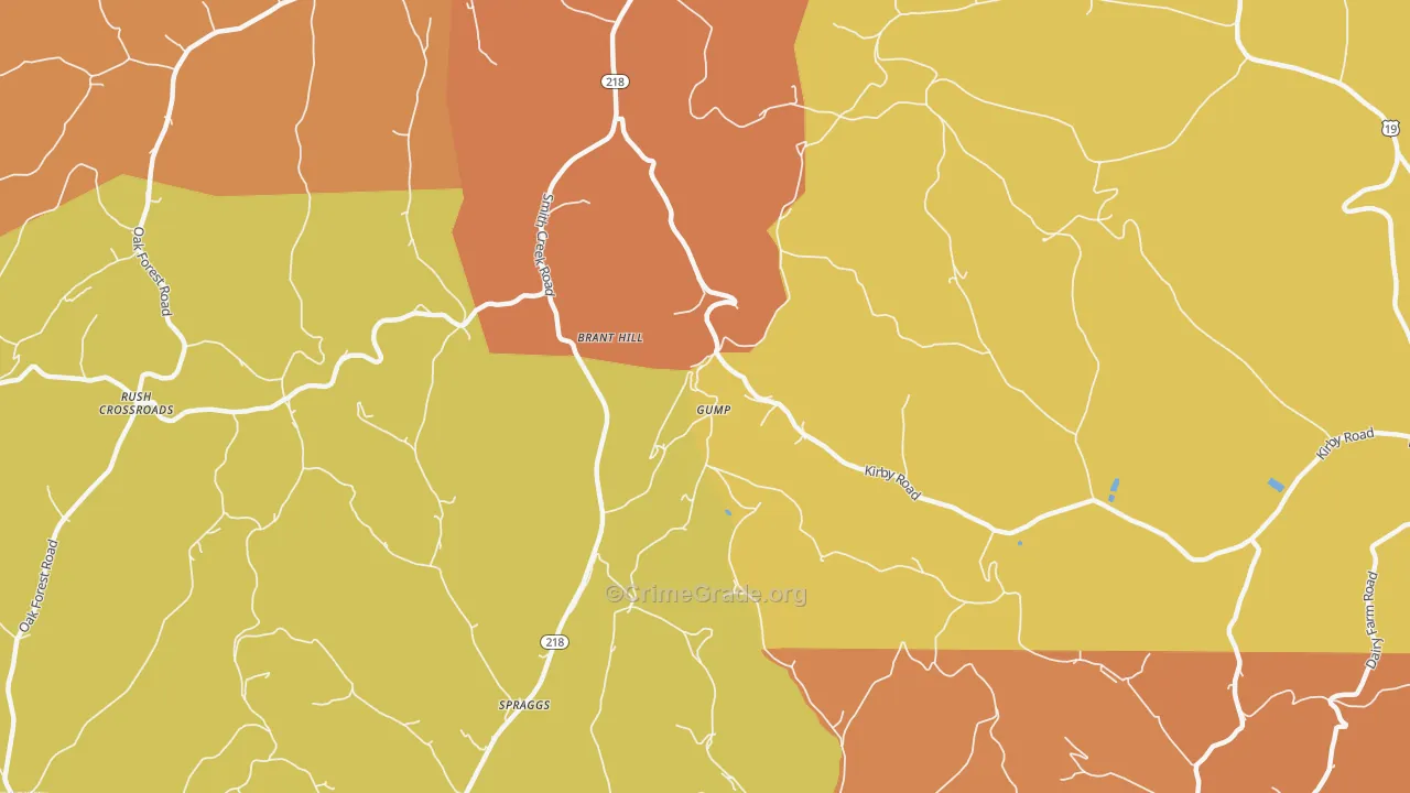 Gump, PA Map of Robbery Rates