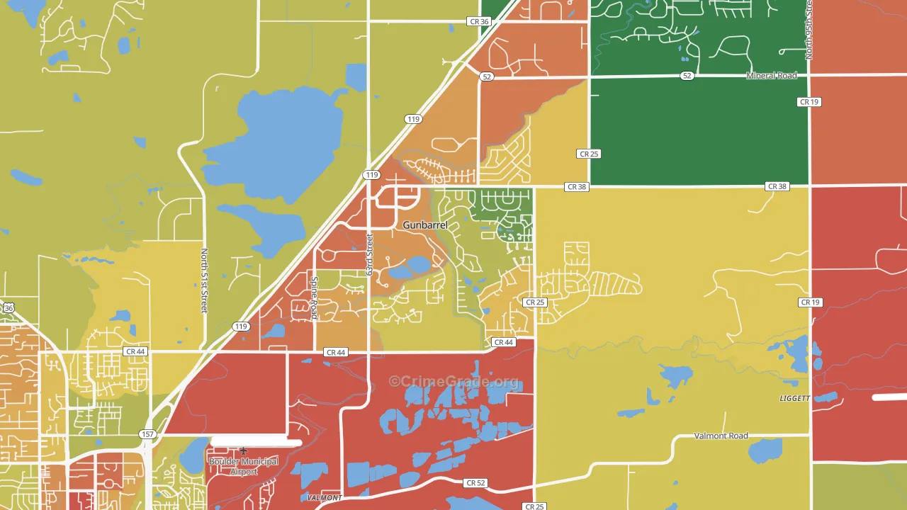 Gunbarrel, CO Map of Robbery Rates