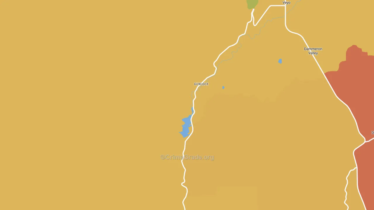Gunlock, UT Map of Robbery Rates