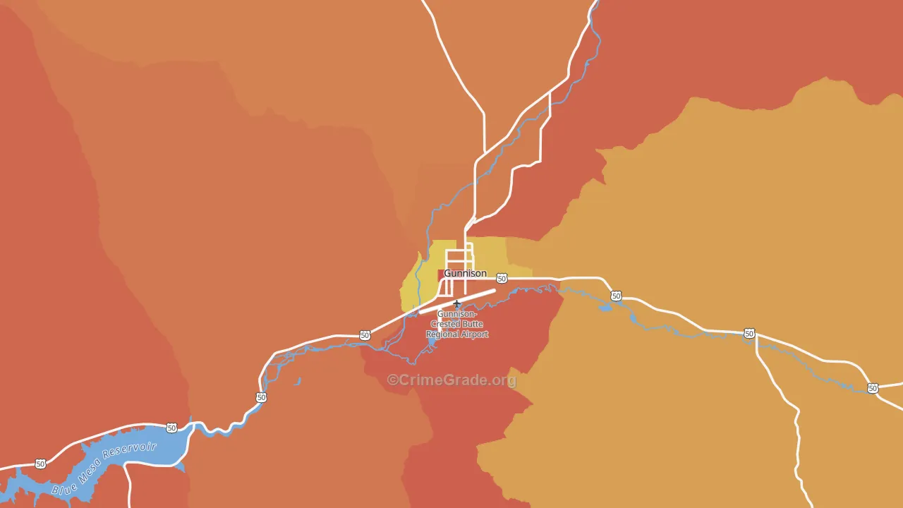 Gunnison, CO Map of Robbery Rates