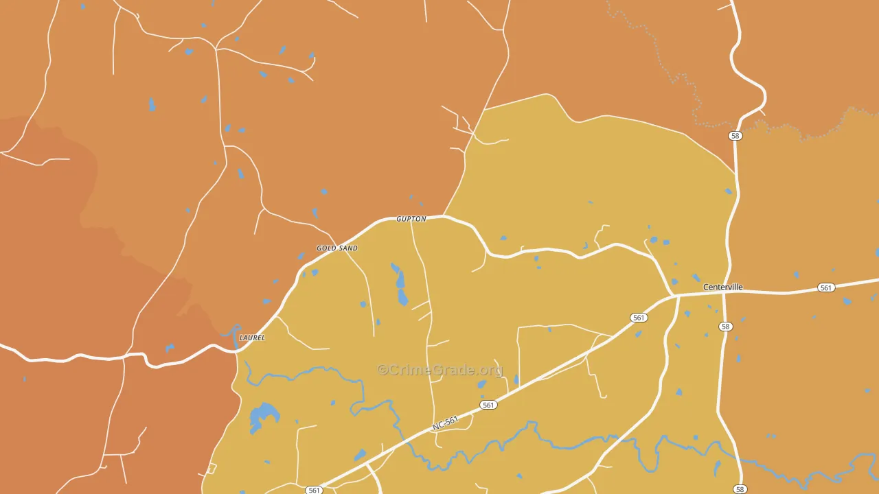 Gupton, NC Map of Robbery Rates
