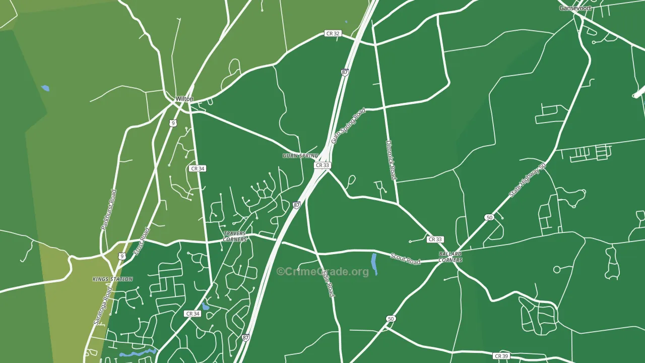 Gurn Spring, NY Map of Robbery Rates