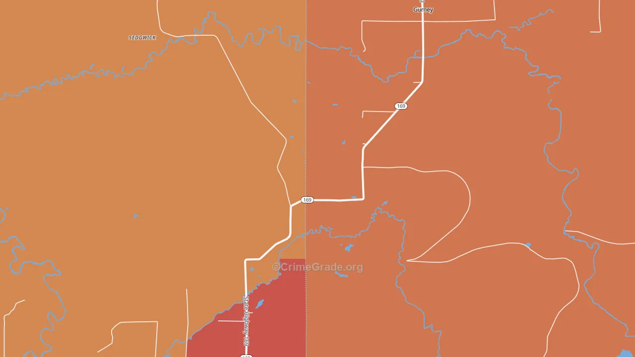 Gurney, WI Map of Robbery Rates
