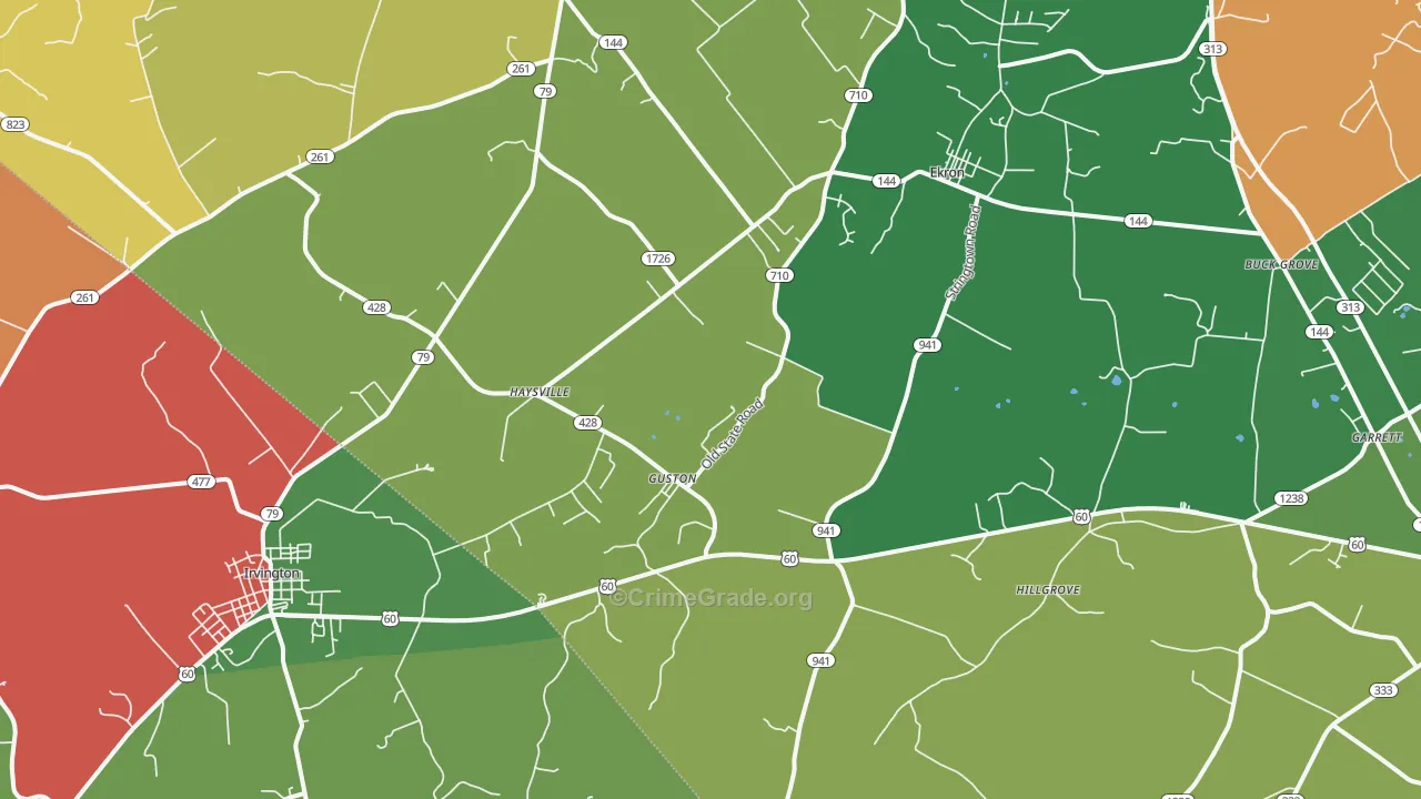 Guston, KY Map of Robbery Rates