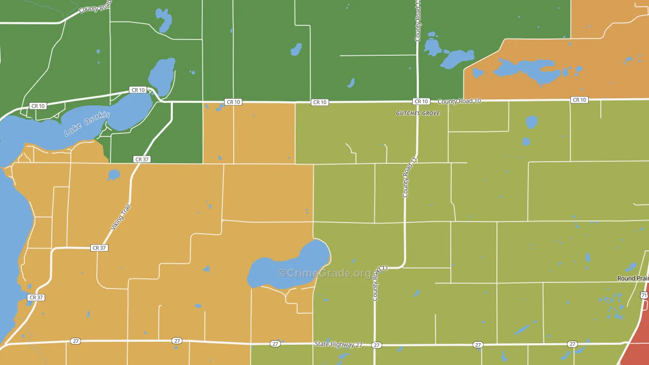 Gutches Grove, MN Map of Robbery Rates