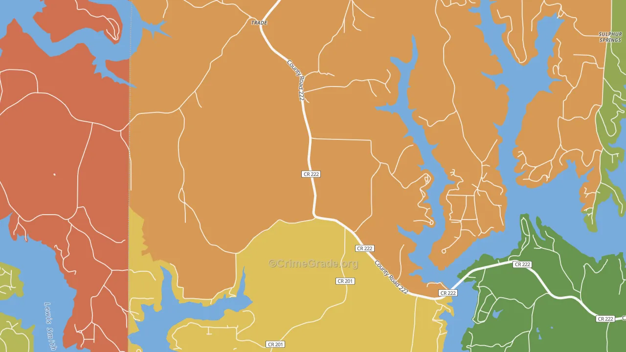 Guthery Crossroads, AL Map of Robbery Rates