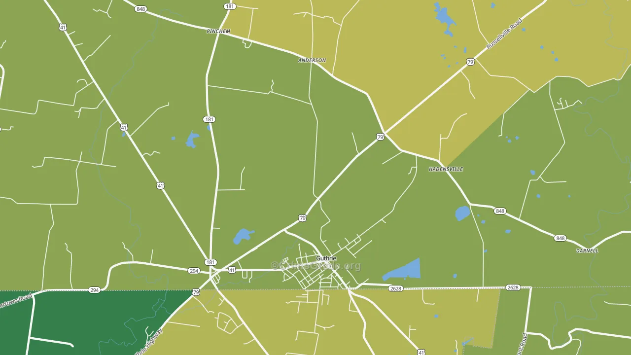 Guthrie, KY Map of Robbery Rates