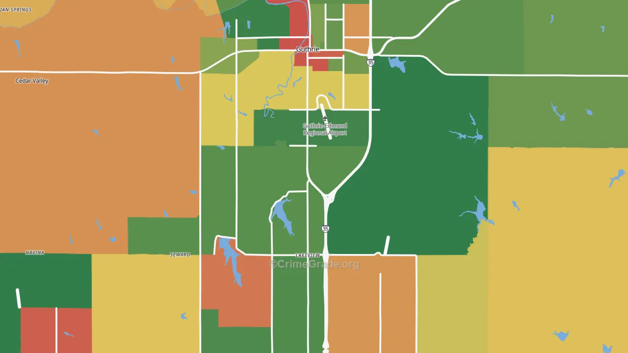 Guthrie, OK Map of Robbery Rates