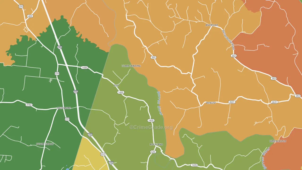 Guy, KY Map of Robbery Rates