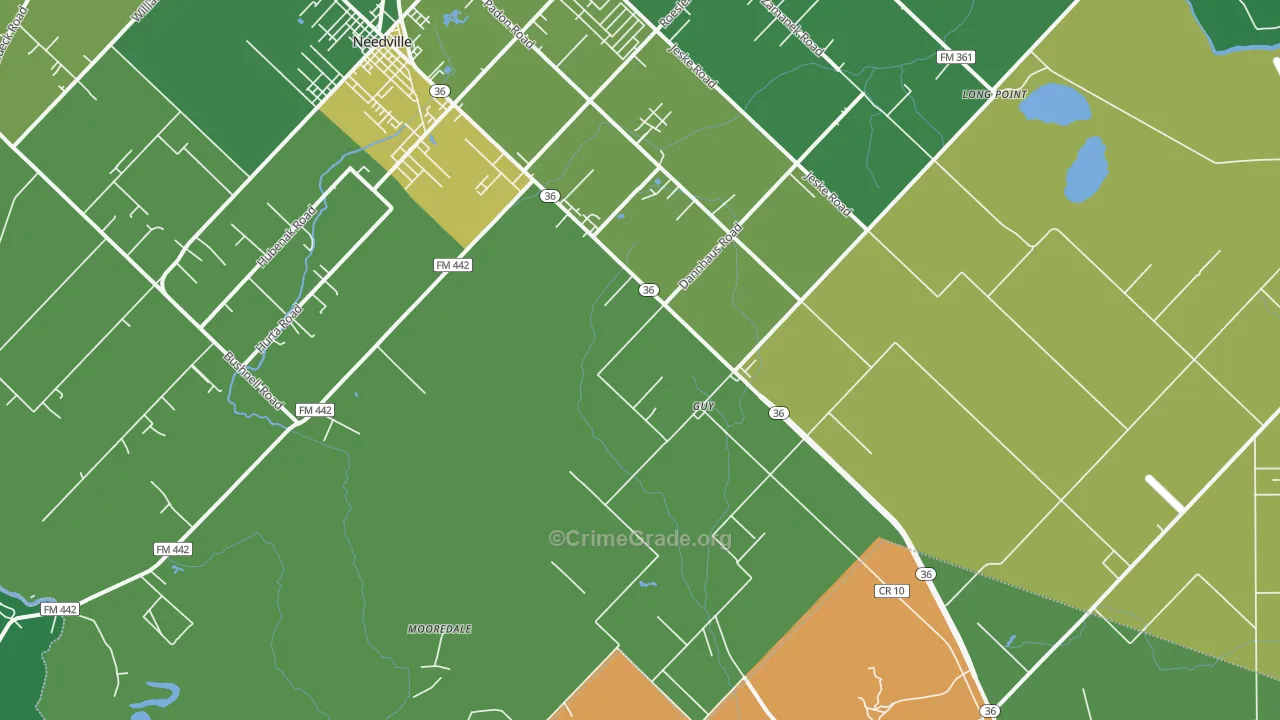 Guy, TX Map of Robbery Rates