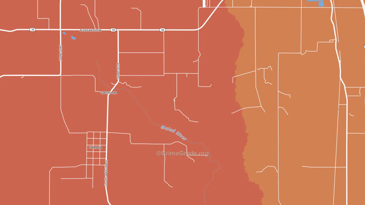 Gwenford, ID Map of Robbery Rates