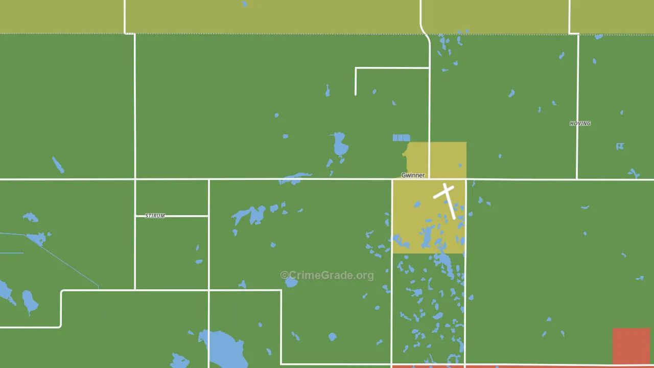 Gwinner, ND Map of Robbery Rates