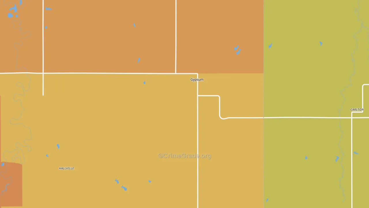 Gypsum, KS Map of Robbery Rates