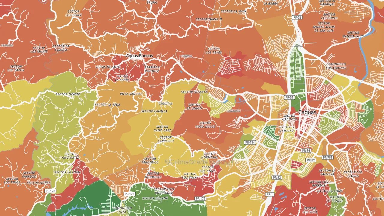 Hacienda San Jose, PR Map of Robbery Rates