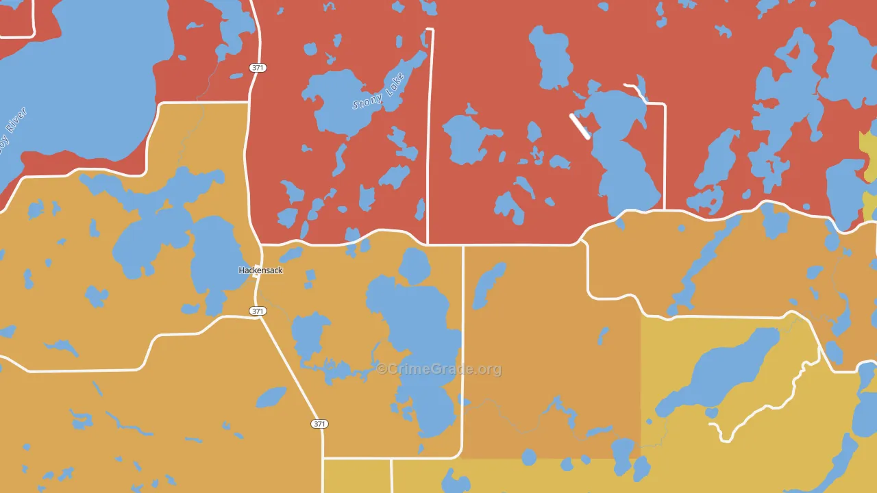 Hackensack, MN Map of Robbery Rates