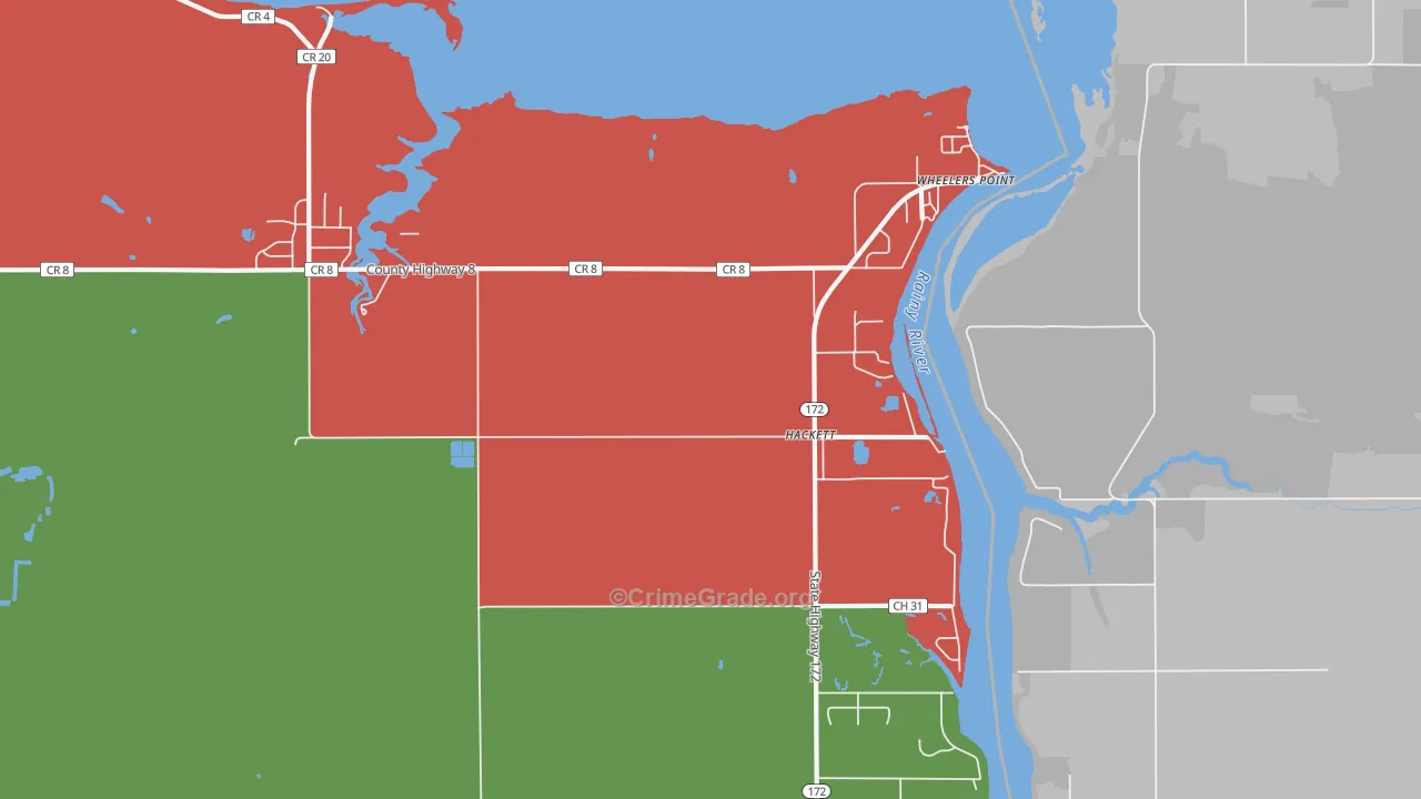 Hackett, MN Map of Robbery Rates