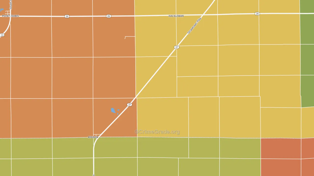 Hackleman, IN Map of Robbery Rates