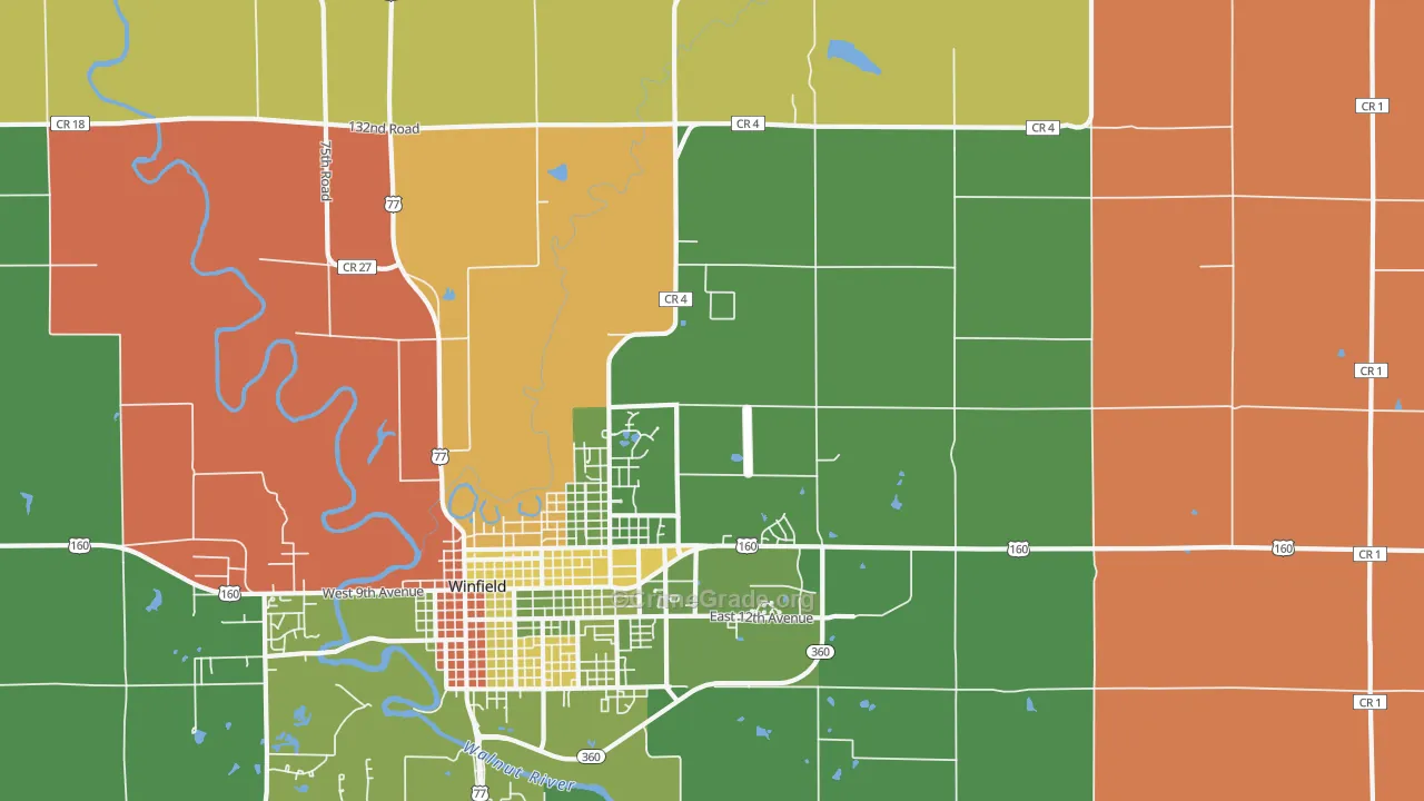 Hackney, KS Map of Robbery Rates