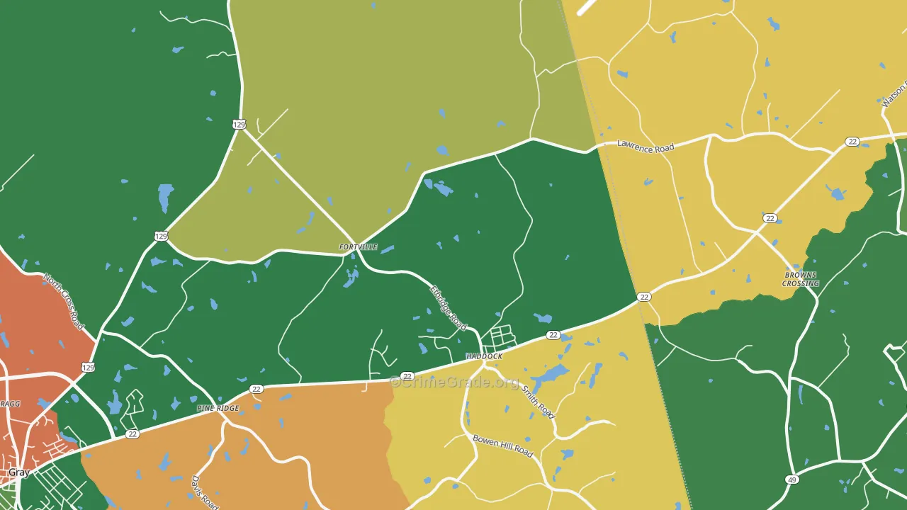 Haddock, GA Map of Robbery Rates