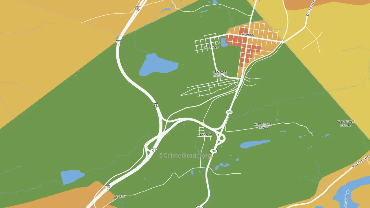 Haddock, PA Map of Robbery Rates