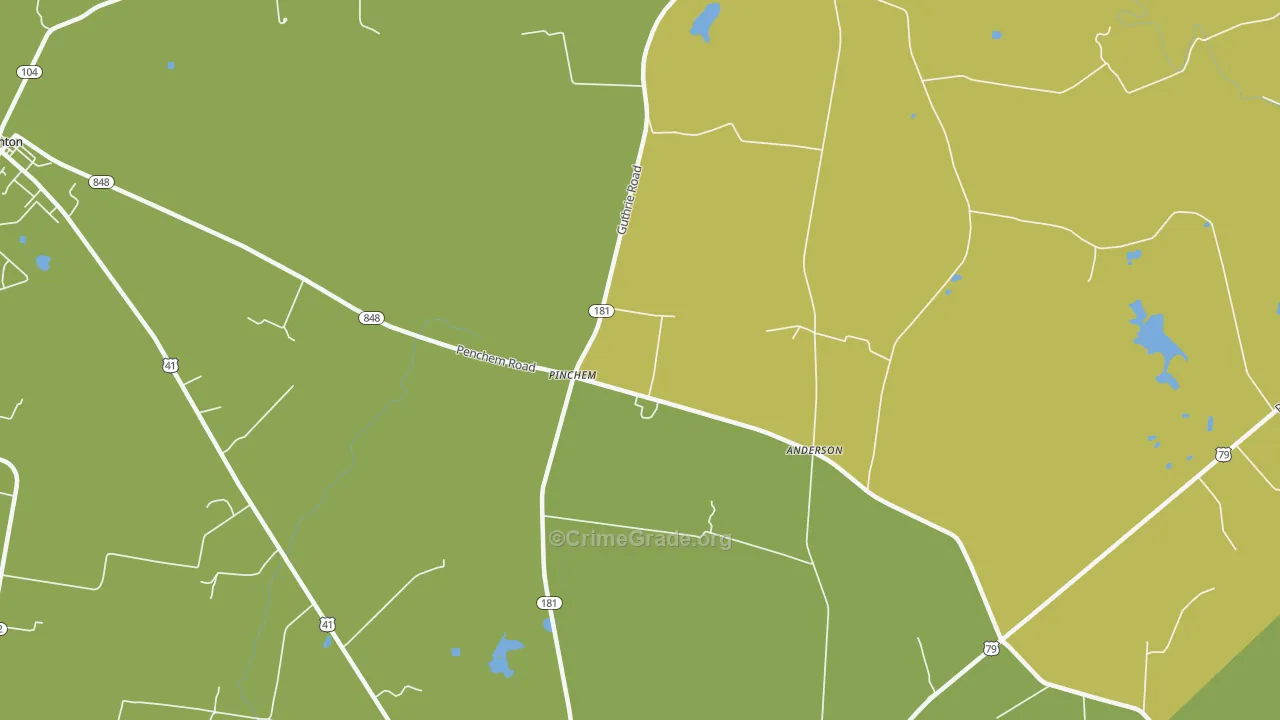 Hadensville, KY Map of Robbery Rates