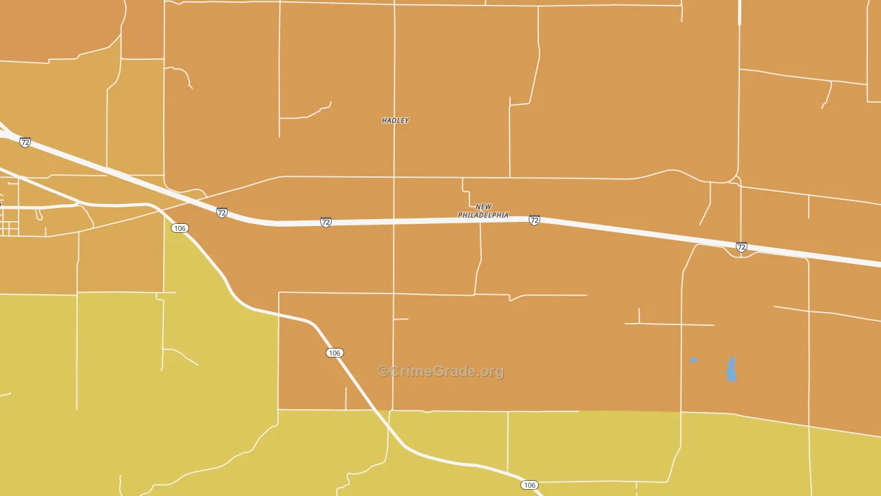 Hadley, IL Map of Robbery Rates