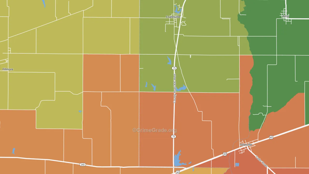 Hadley, IN Map of Robbery Rates