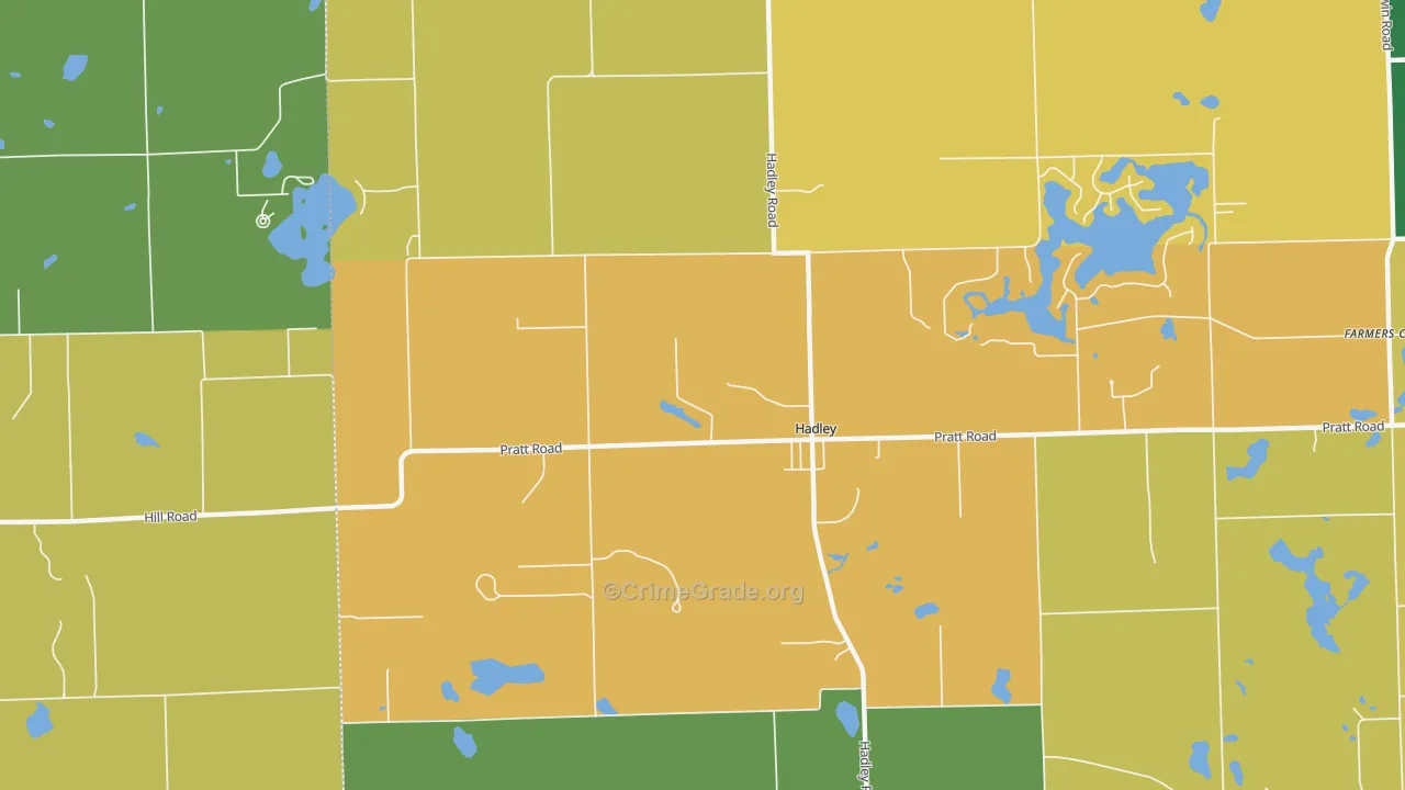 Hadley, MI Map of Robbery Rates