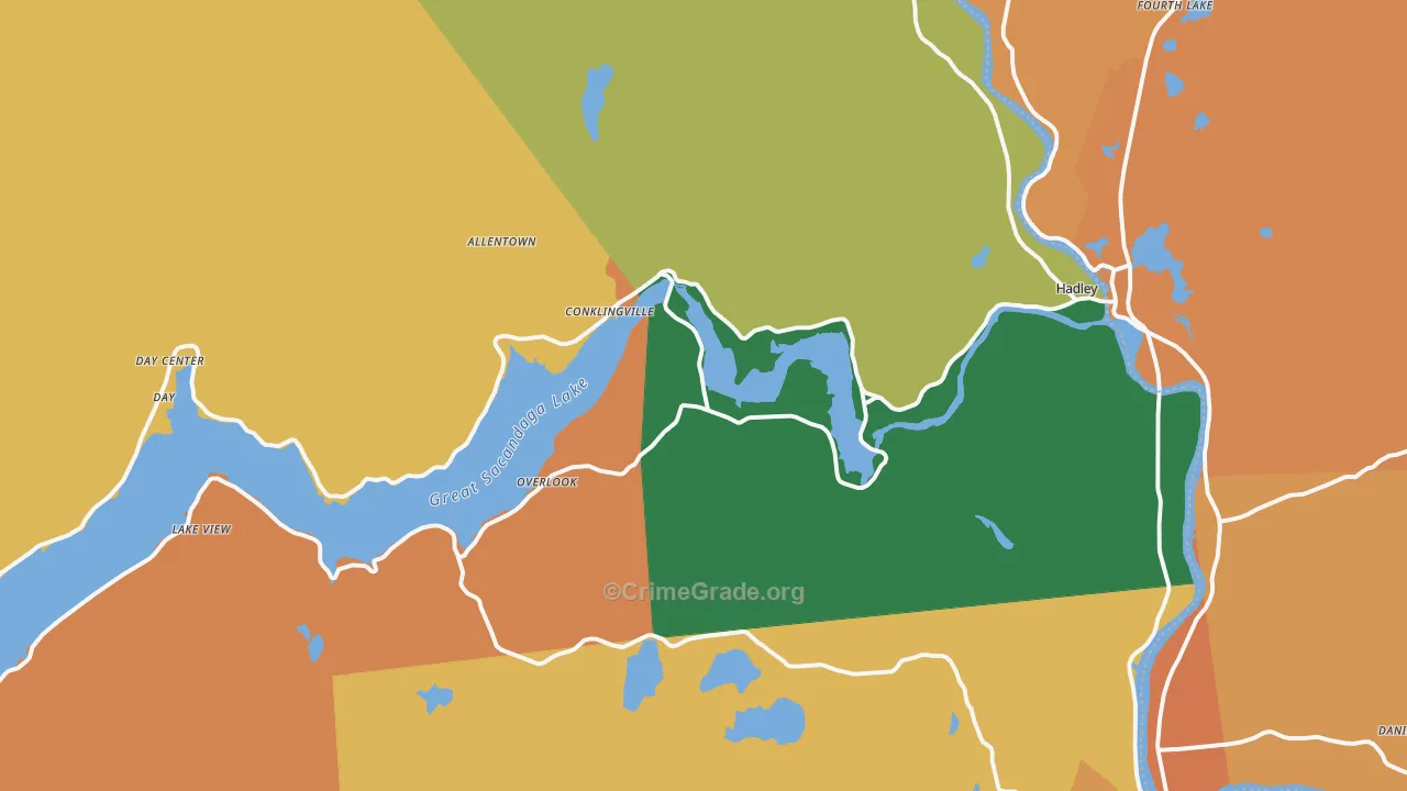 Hadley, NY Map of Robbery Rates