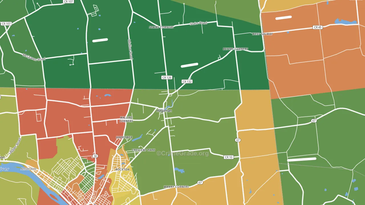 Hagaman, NY Map of Robbery Rates