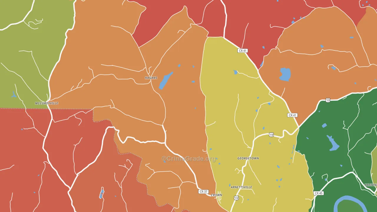 Hagans, WV Map of Robbery Rates