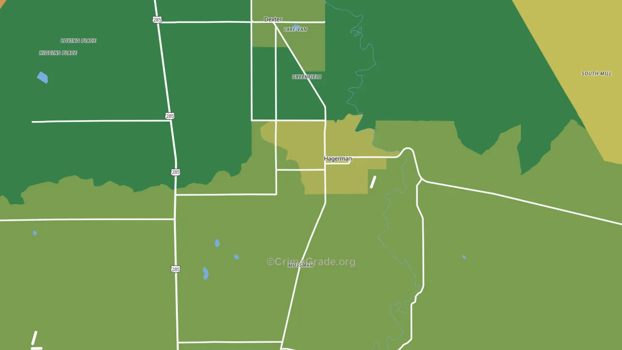 Hagerman, NM Map of Robbery Rates