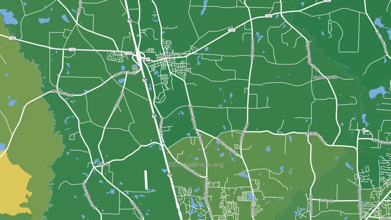Hahira, GA Map of Robbery Rates
