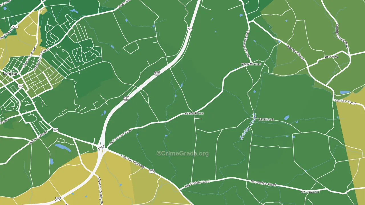 Hahnstown, PA Map of Robbery Rates