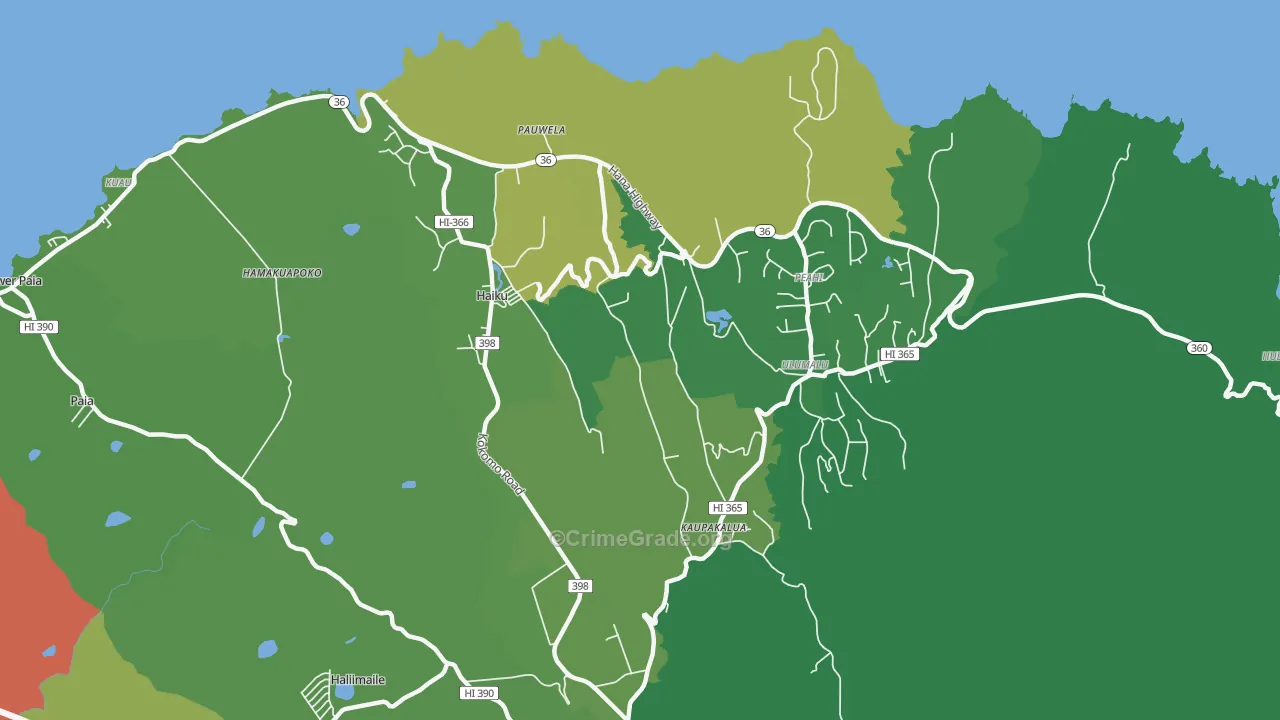Haiku-Pauwela, HI Map of Robbery Rates