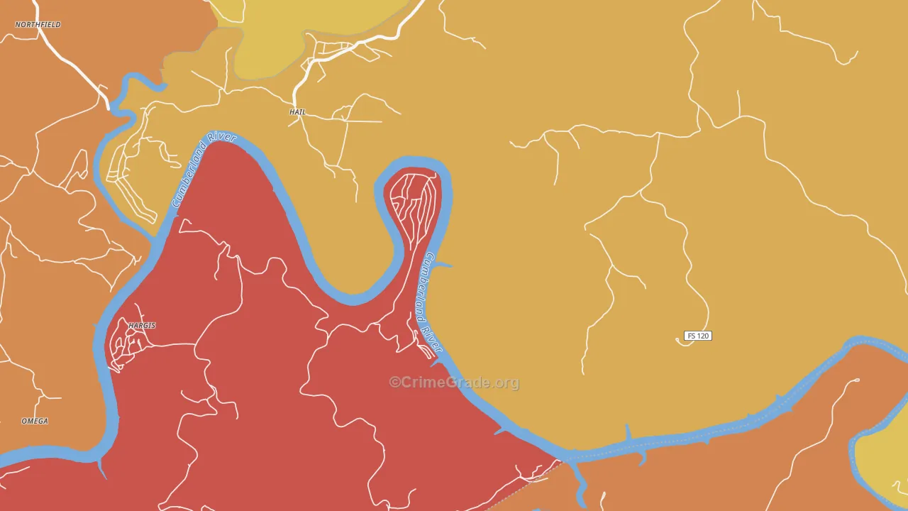 Hail, KY Map of Robbery Rates