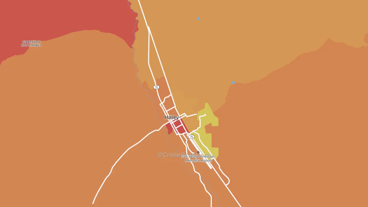Hailey, ID Map of Robbery Rates